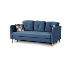 Прямой диван-кровать "Анталия-2" (вариант 2) тик-так синий
