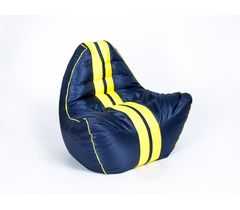 Бескаркасное кресло  "АВТО" синее с желтой полосой