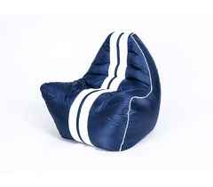 Бескаркасное кресло "АВТО" синее с белой полосой