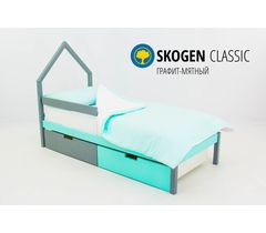 Детская кровать-домик мини «Svogen графит-мятный»
